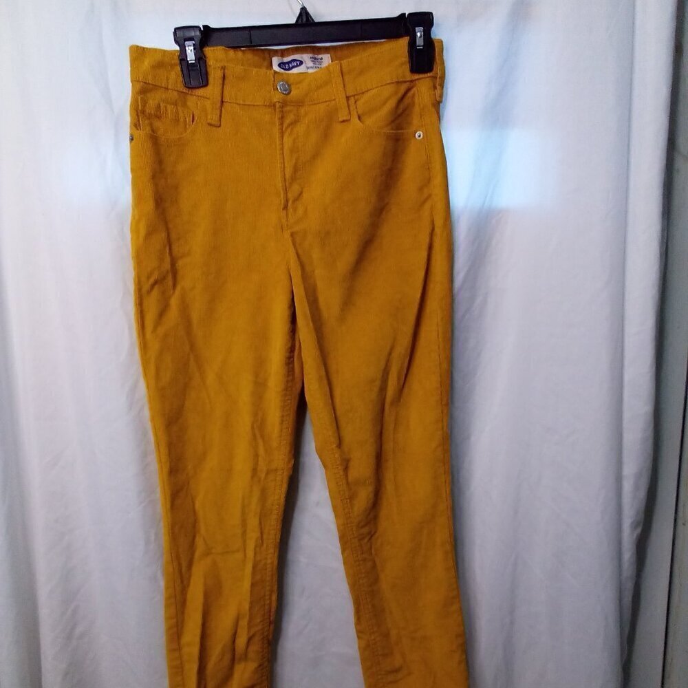Old Navy Corduroy Pants Women 6 RockStar Super Skinny High Rise Mustard Yellow